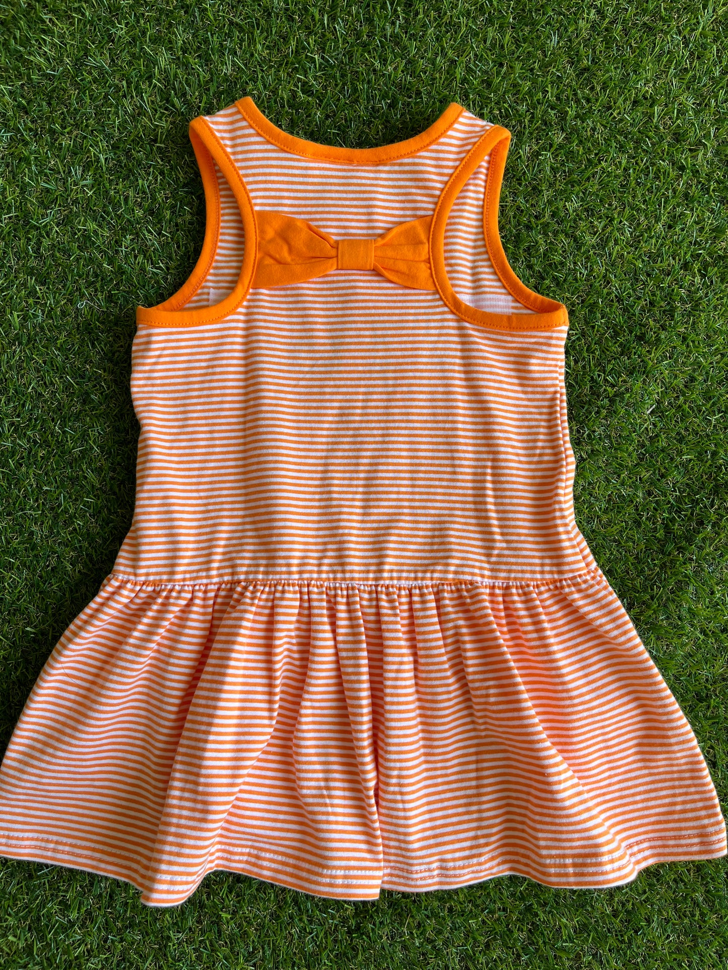 Sleeveless Bow Back Dress-Orange with Astros