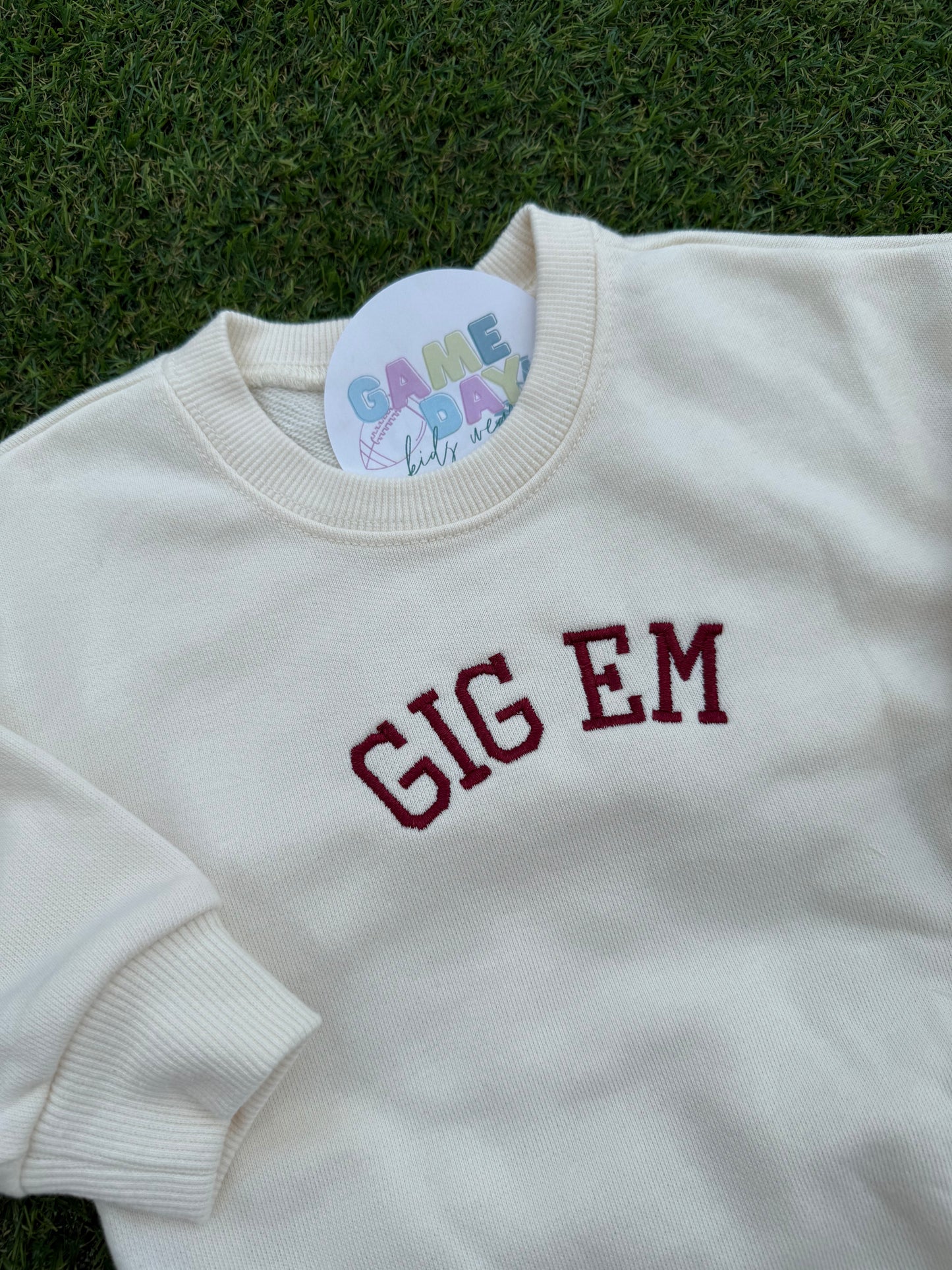 Sweatshirt Romper Cream- Gig Em