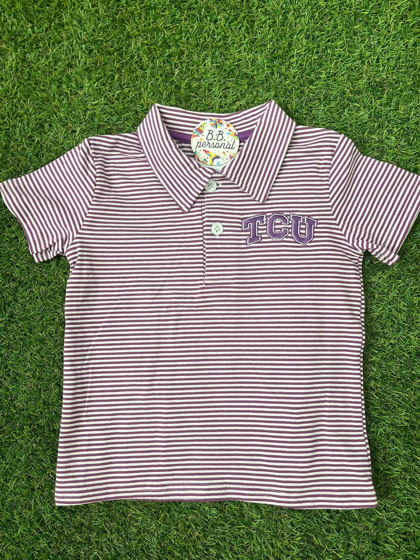 Polo Horned Frog Purple Striped Short Sleeve