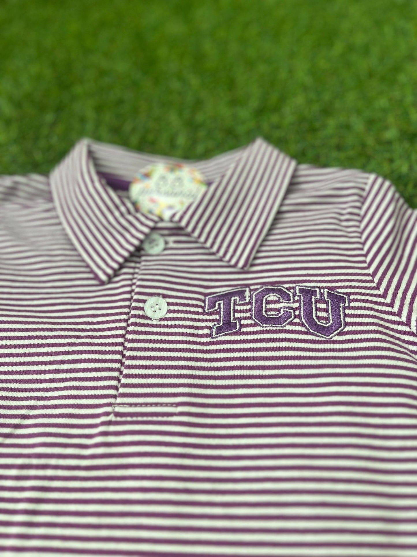 Polo Horned Frog Purple Striped Short Sleeve