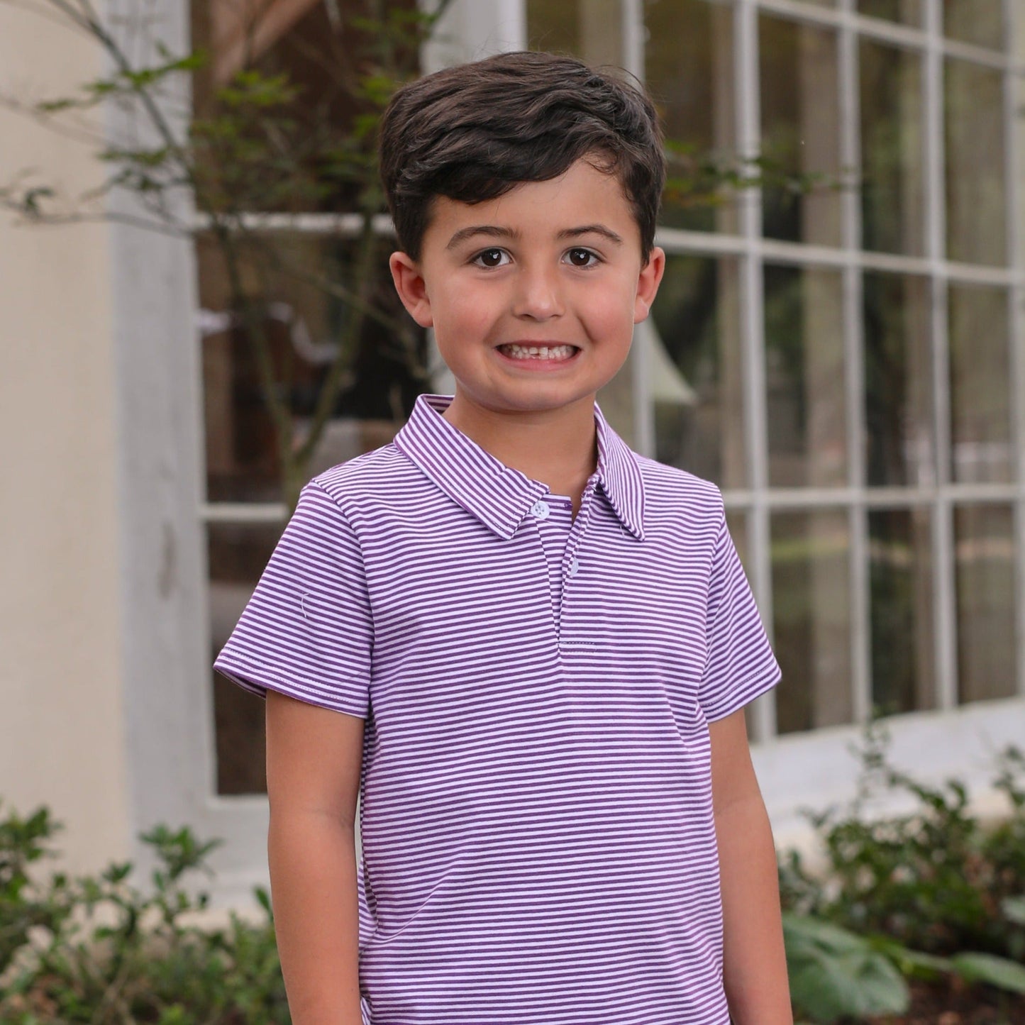 Polo Horned Frog Purple Striped Short Sleeve