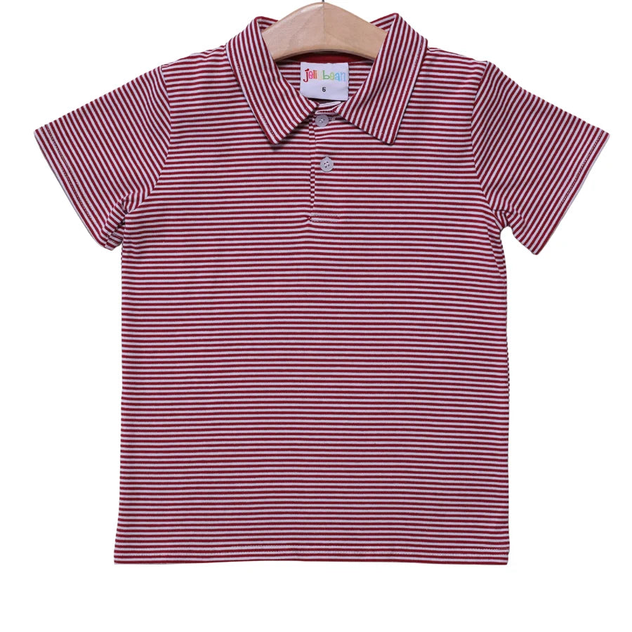 Polo Sooners Crimson Striped Short Sleeve