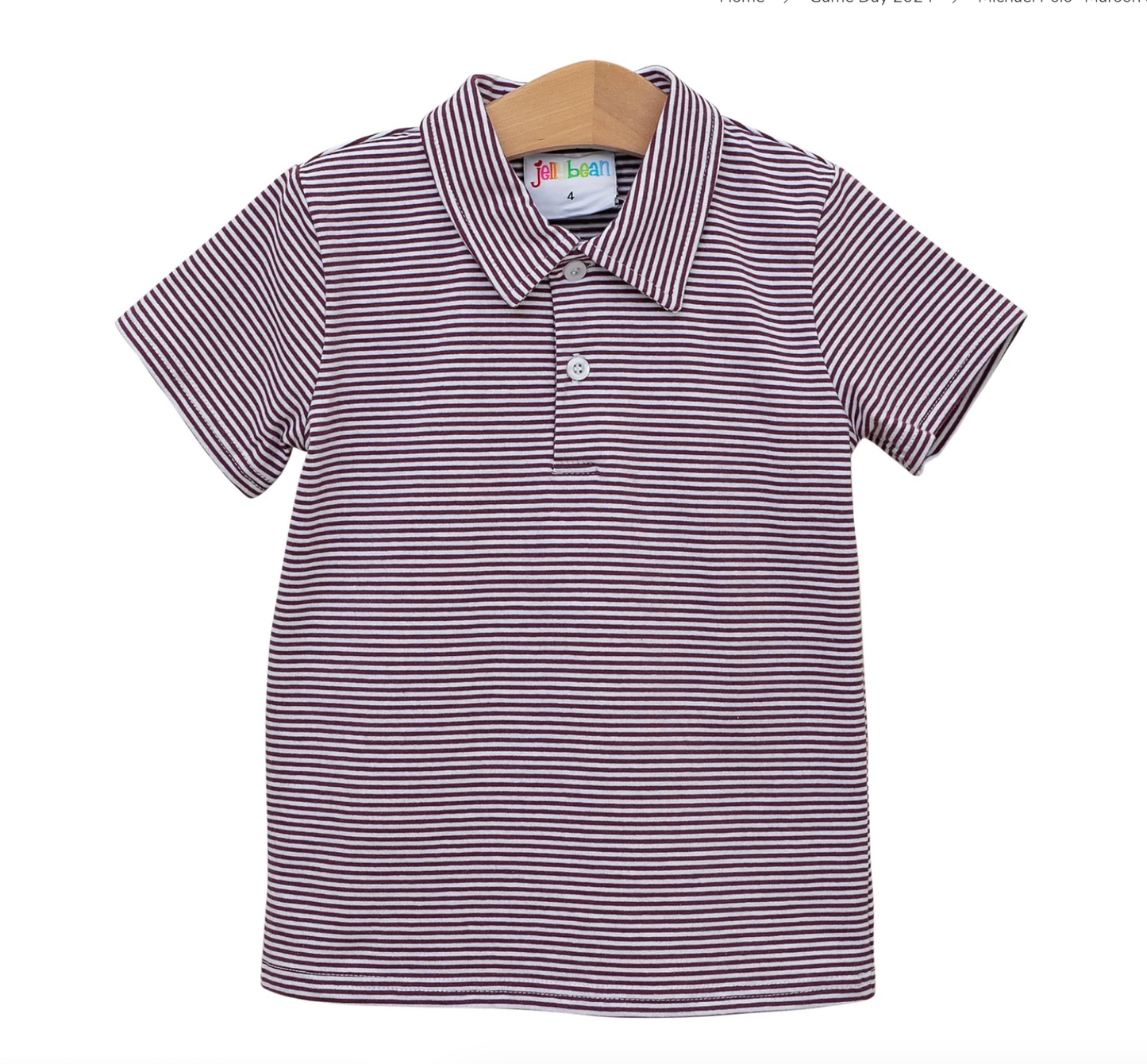 Polo Aggie Maroon Striped Short Sleeve