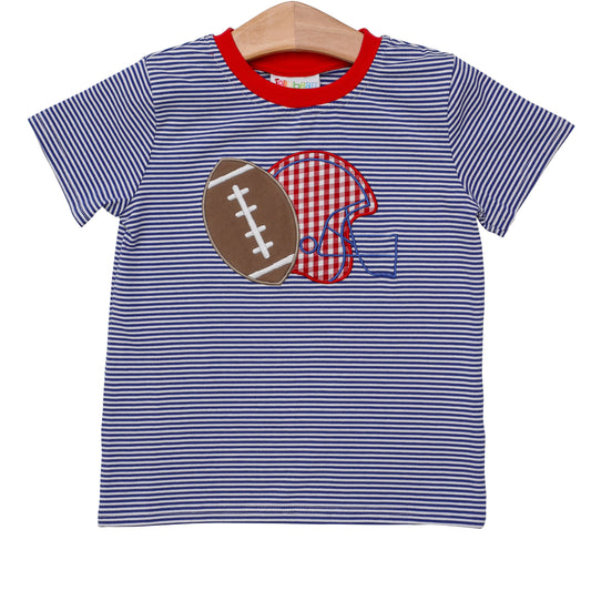 Football Applique Red and Royal Blue Shirt