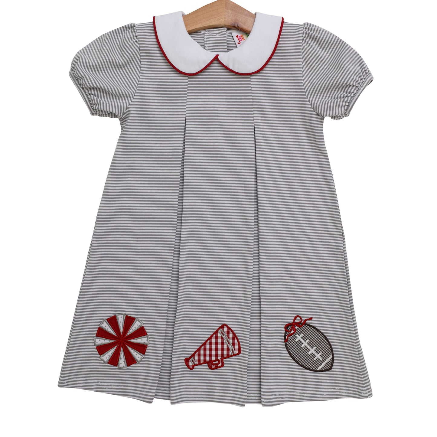 Applique Girls Dress - Gray/Maroon