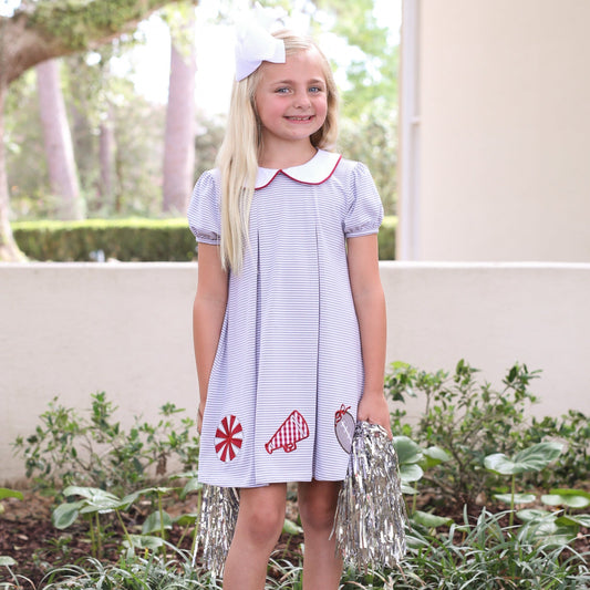 Applique Girls Dress - Gray/Maroon