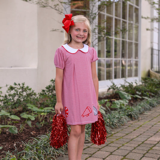 Applique Girls Dress - Red