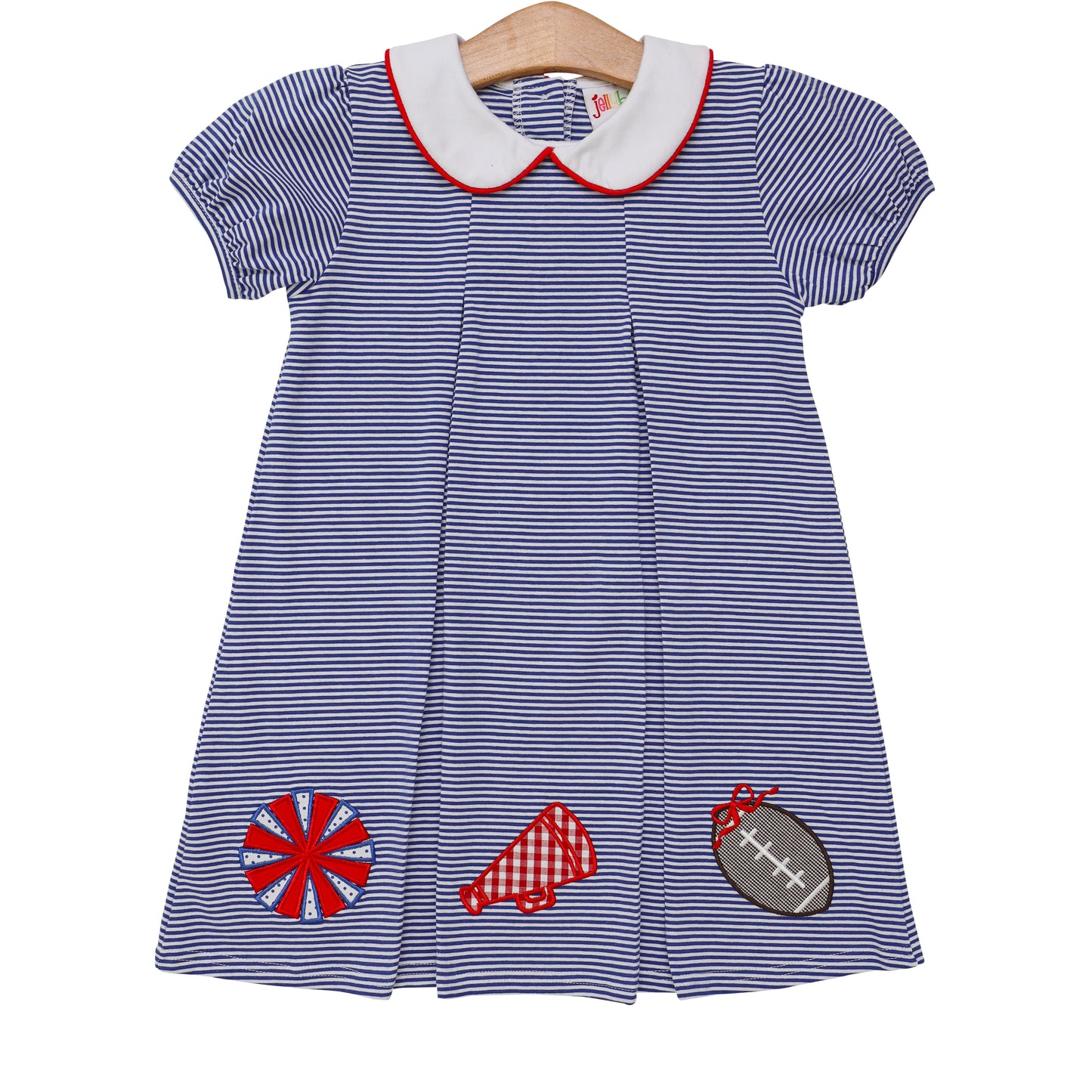 Applique Girls Dress - Royal Blue/Red