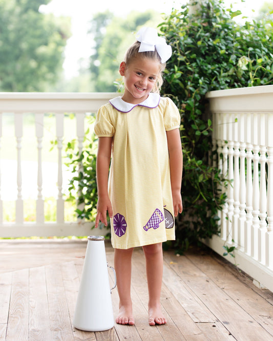 Applique Girls Dress - Purple/Gold