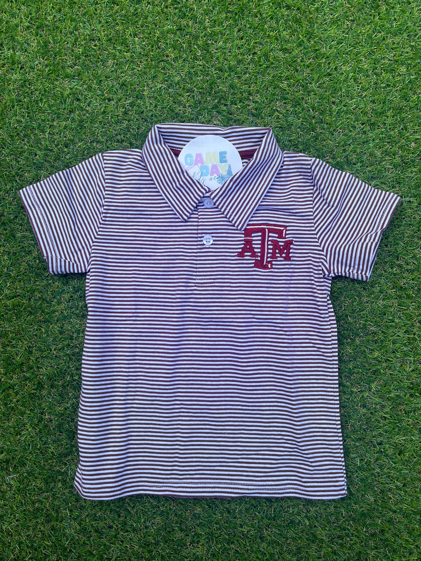 Polo Aggie Maroon Striped Short Sleeve