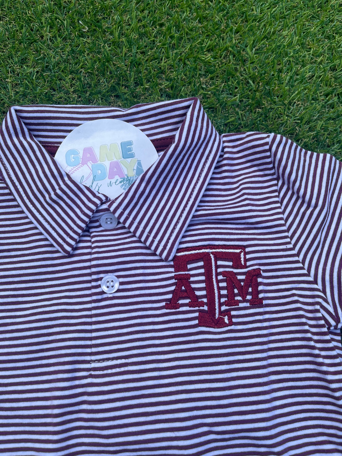 Polo Aggie Maroon Striped Short Sleeve