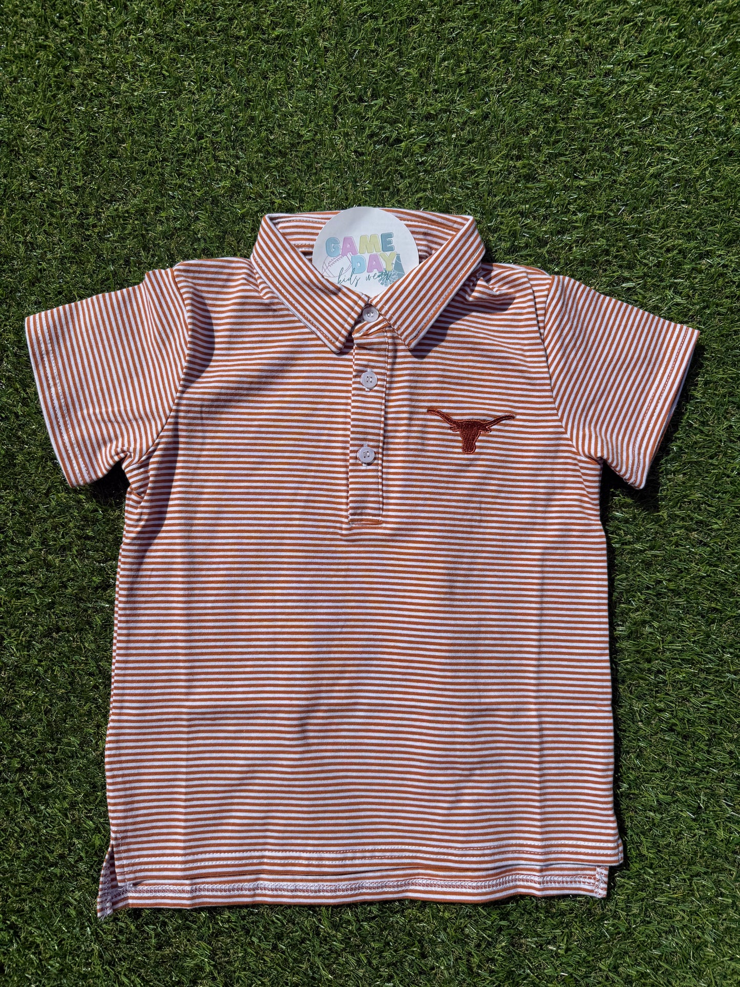 Polo Longhorn Burnt Orange Striped Short Sleeve