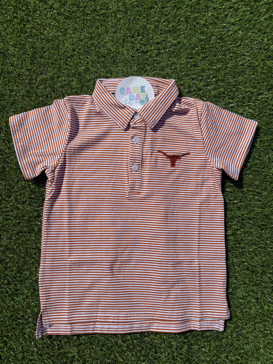 Polo Longhorn Burnt Orange Striped Short Sleeve