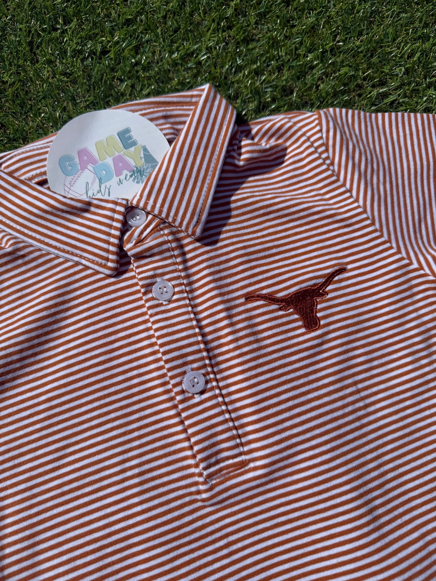 Polo Longhorn Burnt Orange Striped Short Sleeve