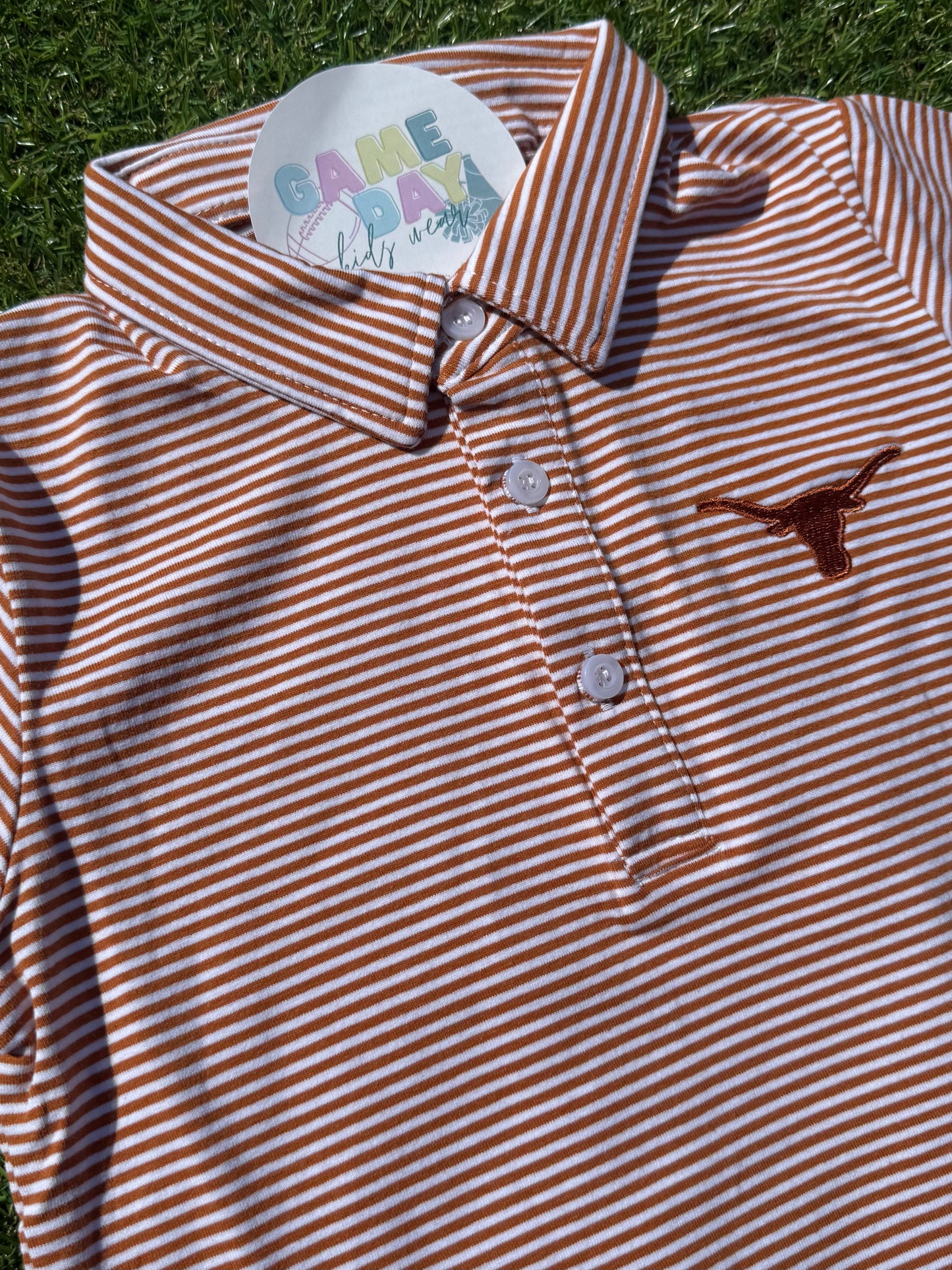 Polo Longhorn Burnt Orange Striped Short Sleeve