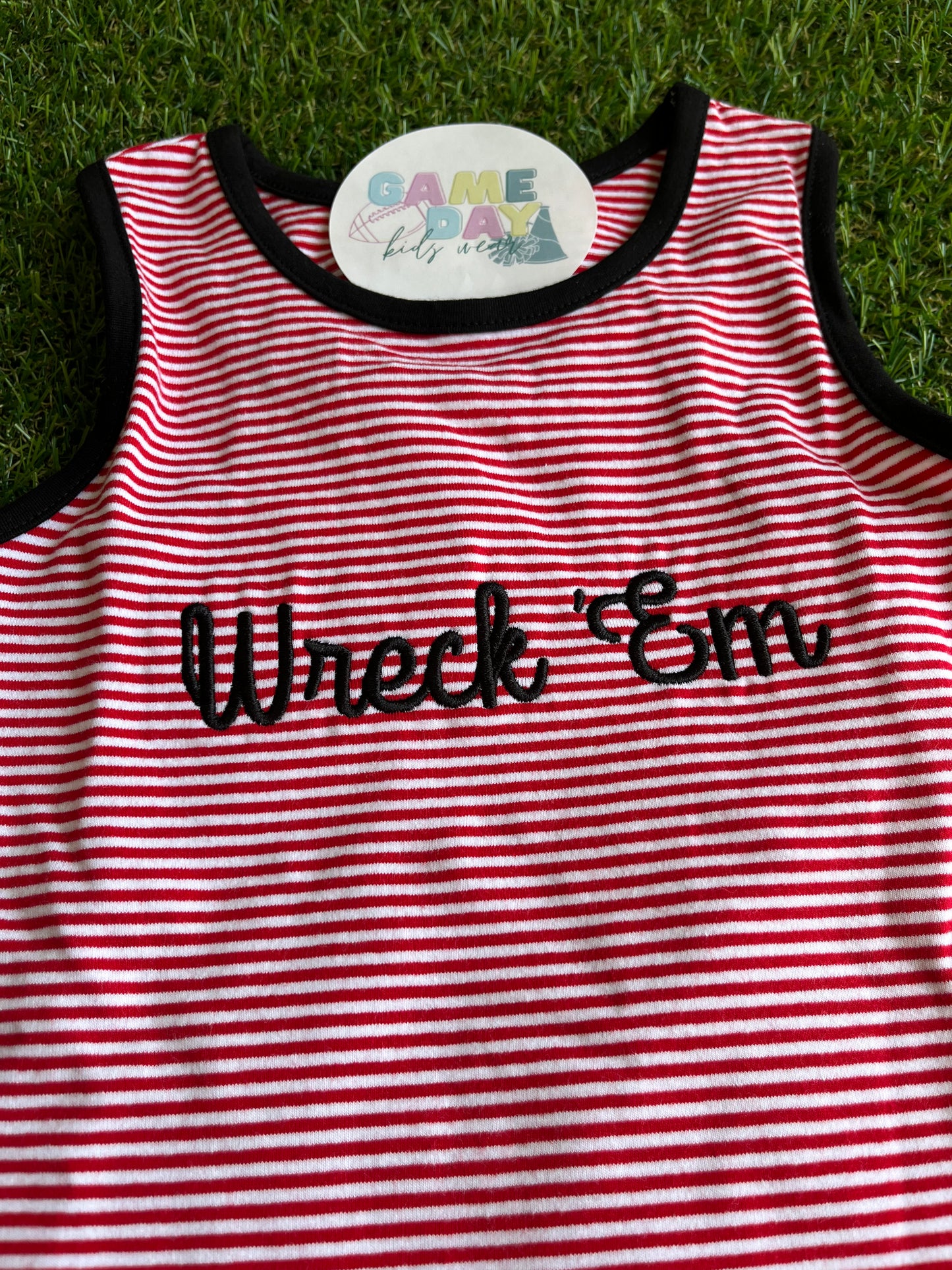 Sleeveless Bow Back Dress- Red with Wreck Em