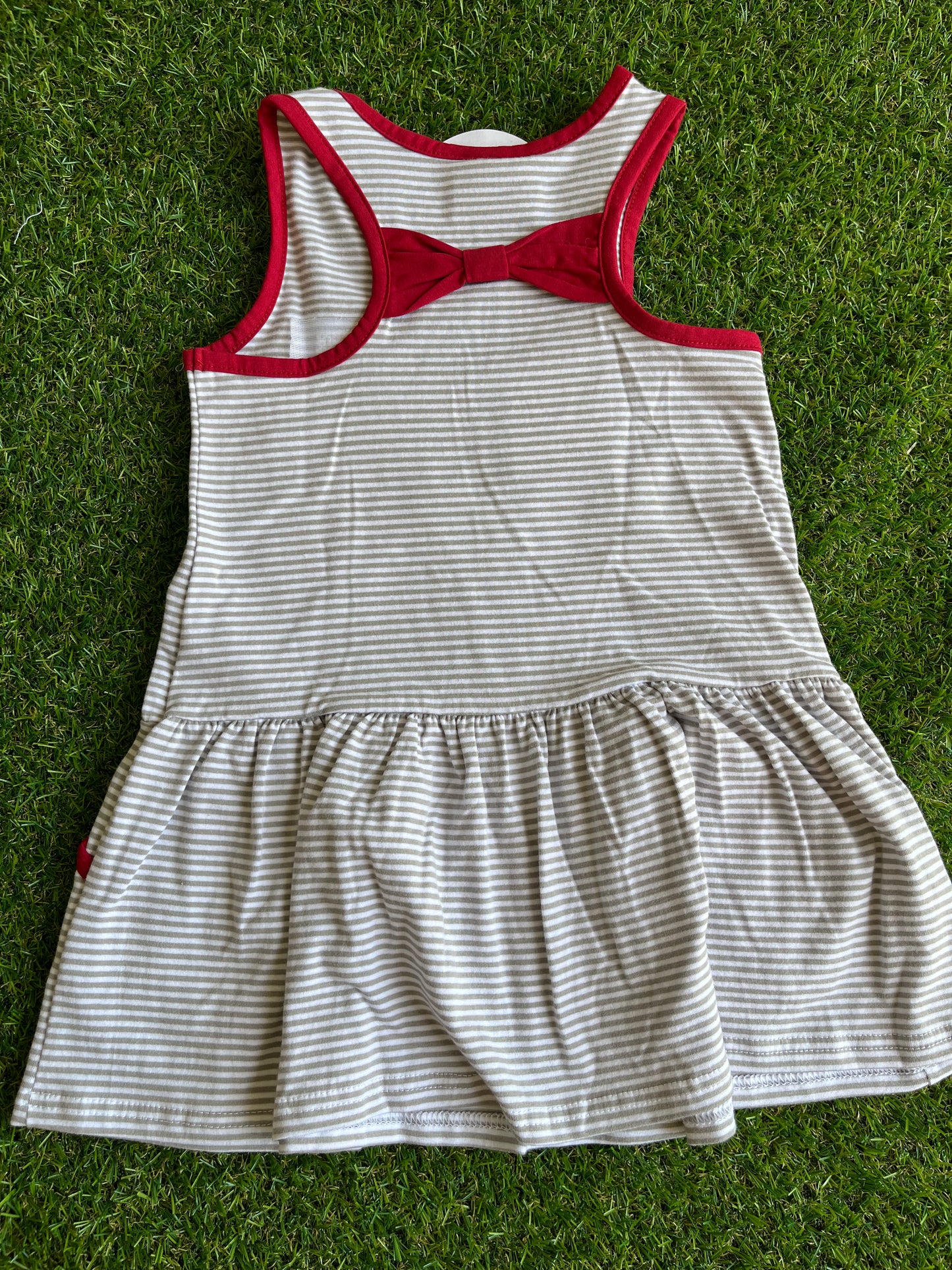 Sleeveless Bow Back Dress- Gray and Maroon with Gig Em