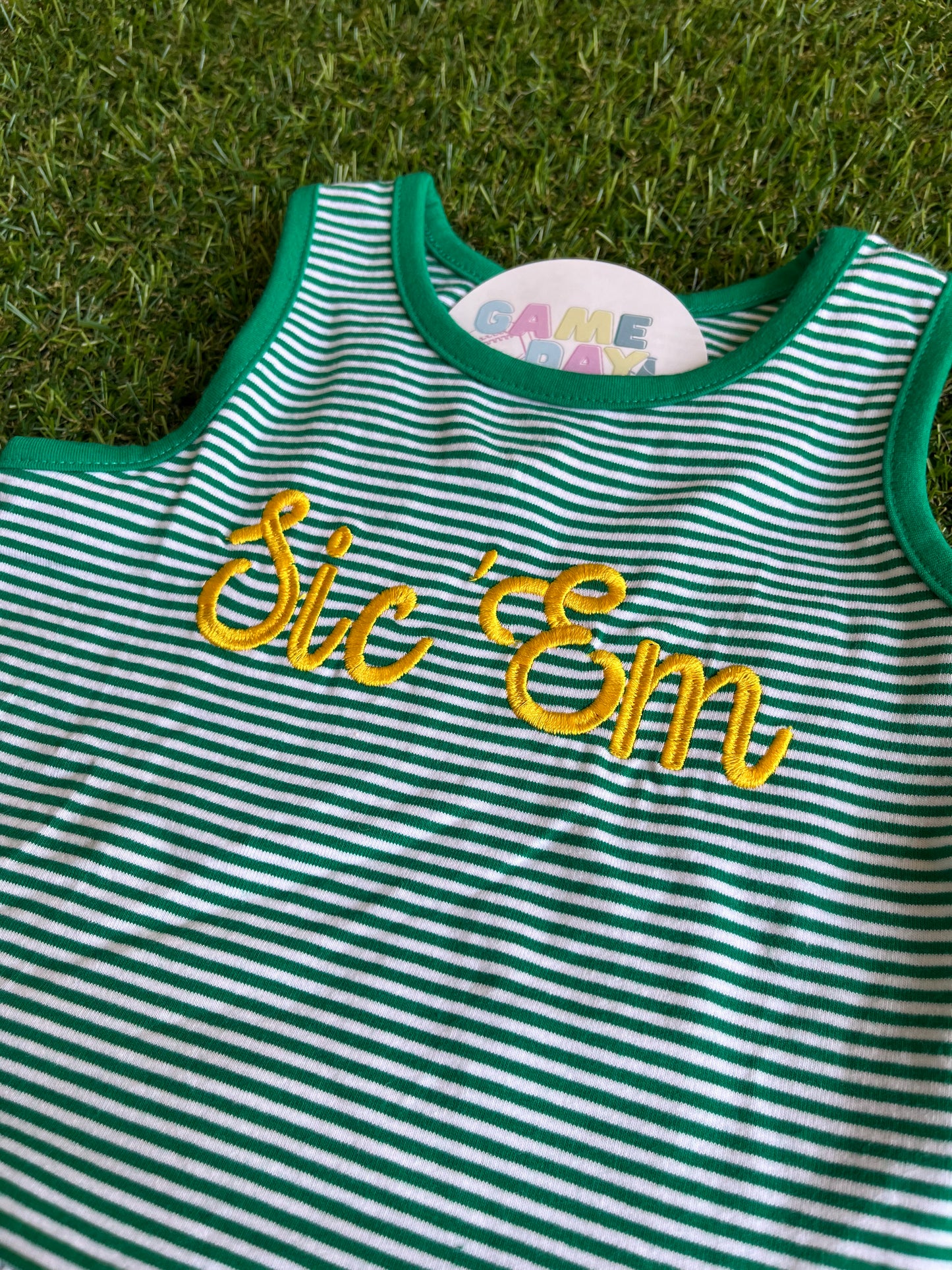 Sleeveless Bow Back Dress- Green with Sic Em