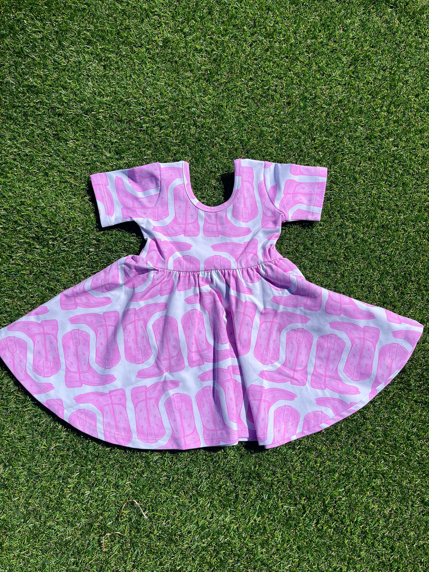 Poppy Kids Co- Pink Boots Twirl Dress