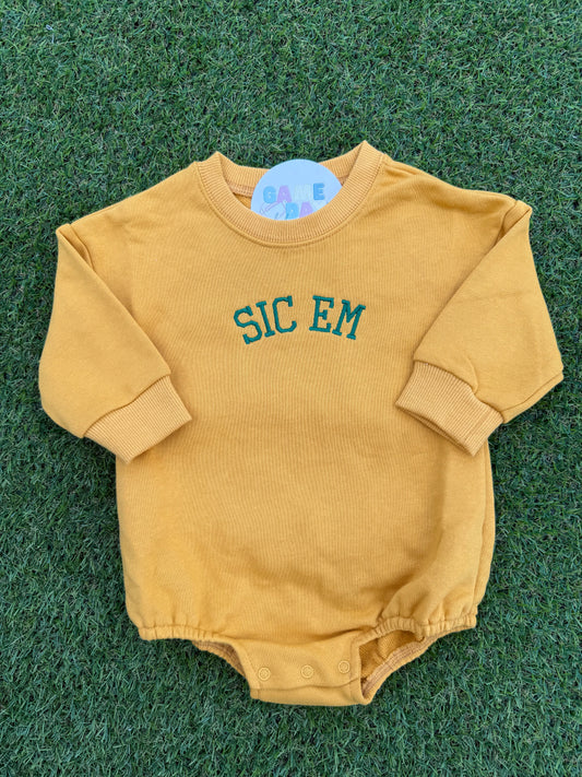 Sweatshirt Romper Gold- Sic em
