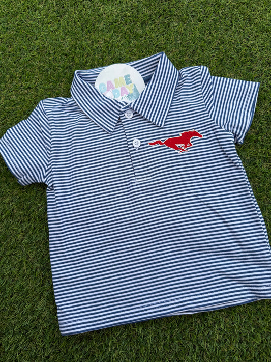 Polo Yale Blue Mustang Striped Short Sleeve
