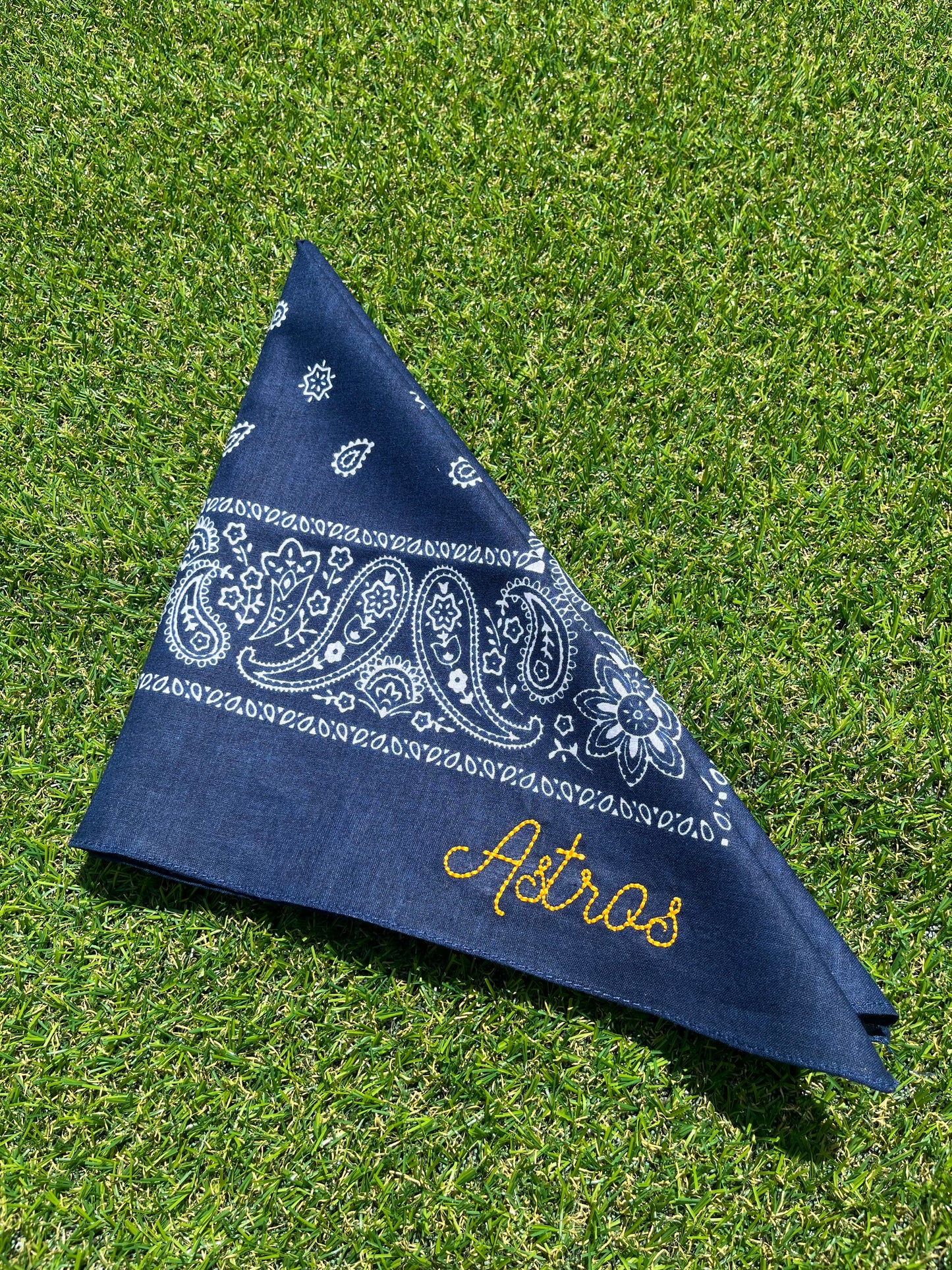 Navy bandana with Astros in orange