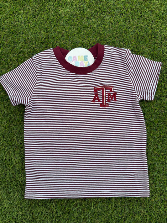 Boys Shirt- Aggie Maroon Stripe