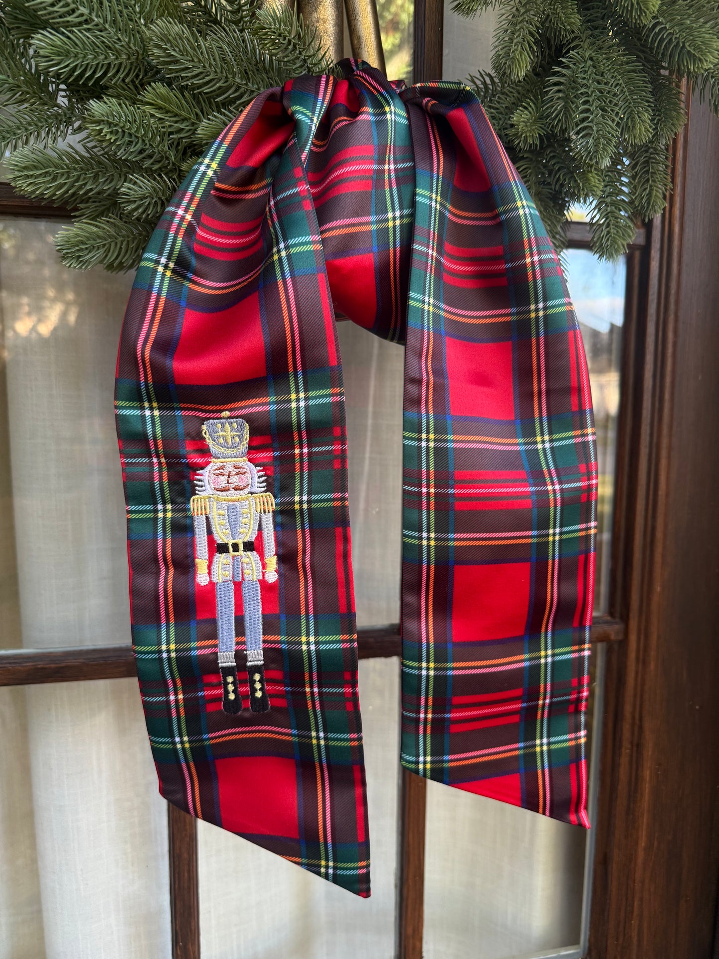 Wreath Sash- Plaid nutcracker