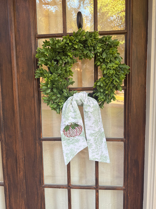 Wreath Sash- Green Toile with pumpkin