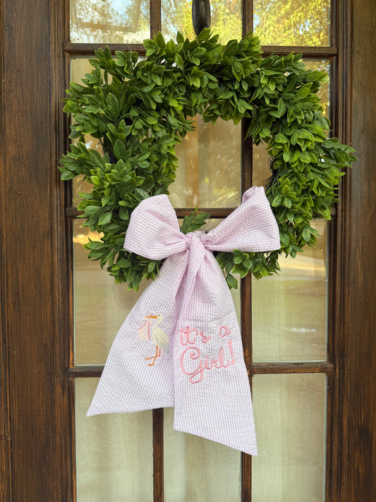 Wreath bow- It's a girl