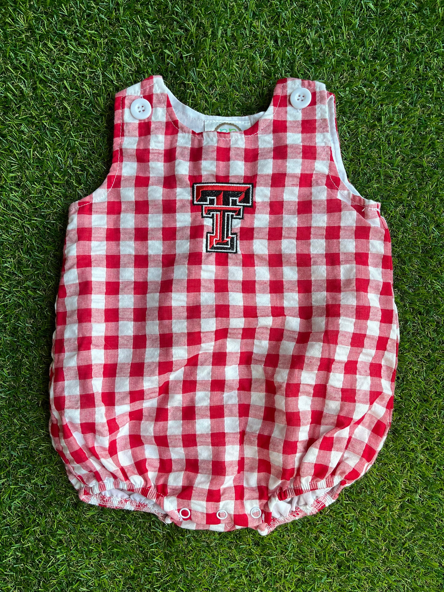 Gingham baby bubble Texas tech