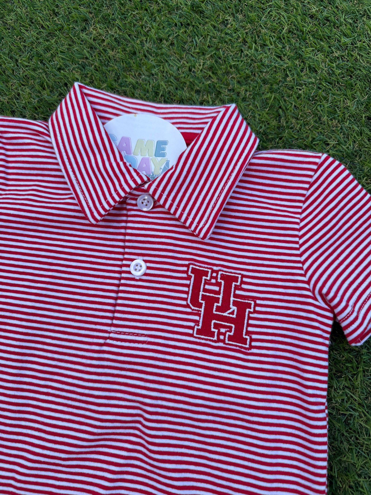 Polo Houston Cougars Striped Short Sleeve