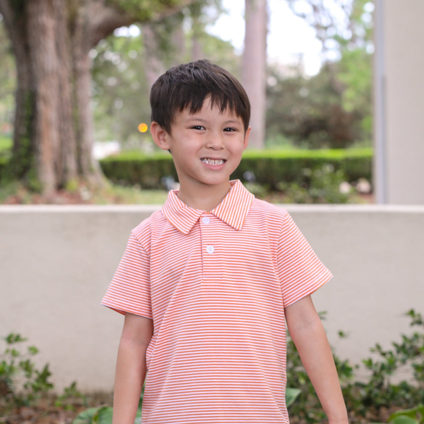 Polo Orange Striped Short Sleeve- Astros Blue logo