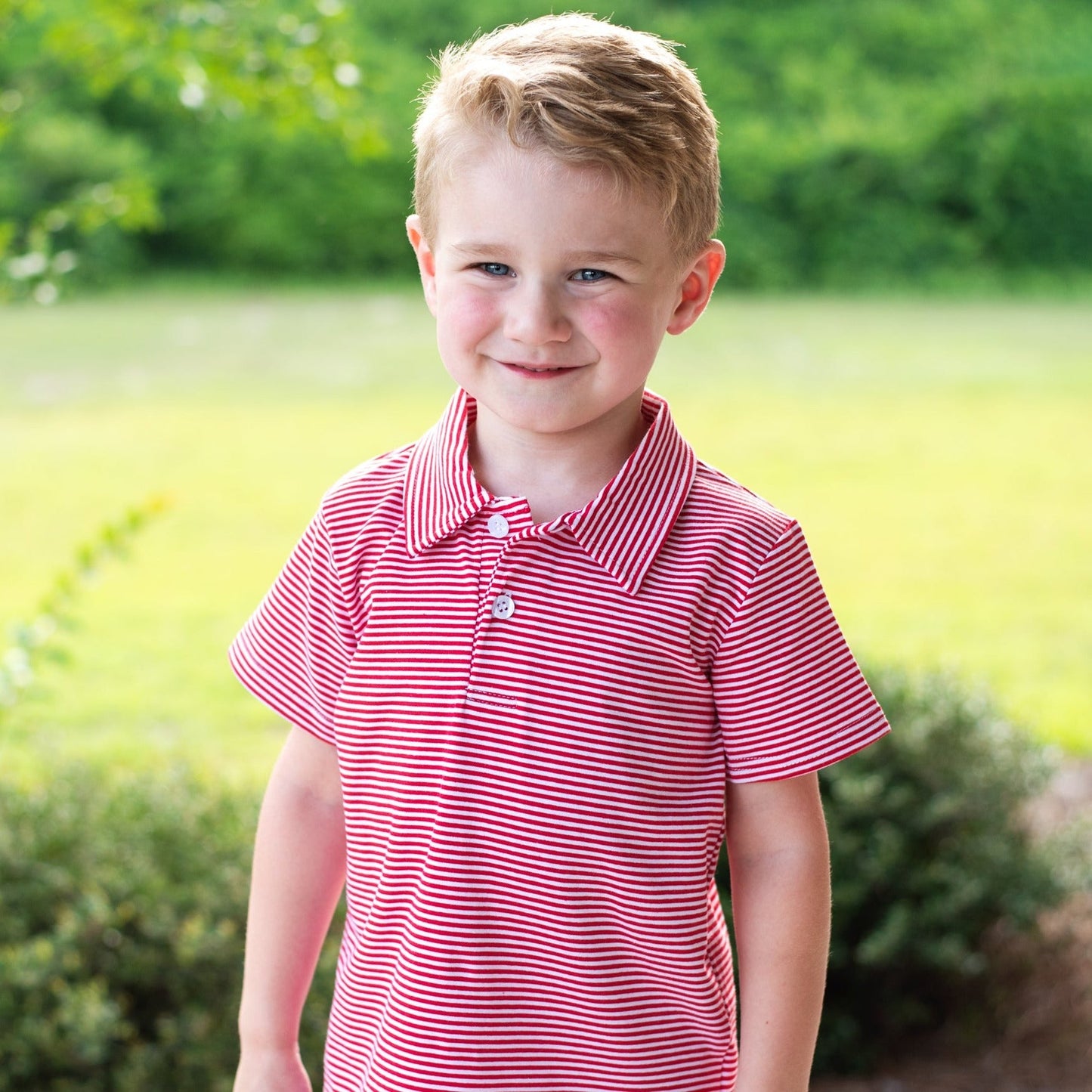 Polo Red Striped Short Sleeve