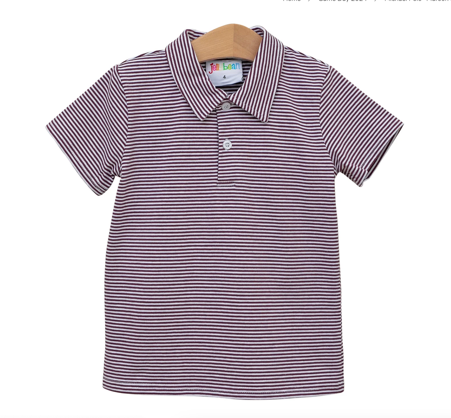 Polo Maroon Striped Short Sleeve