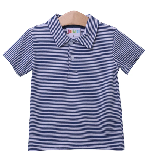Polo Yale Blue Mustang Striped Short Sleeve
