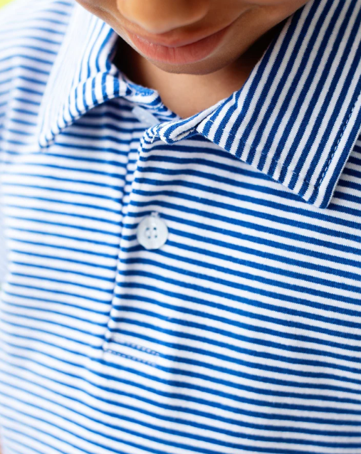 Polo Yale Blue Mustang Striped Short Sleeve
