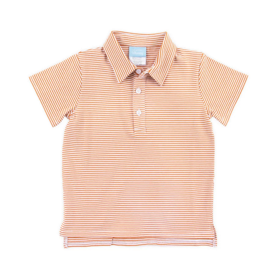 Polo Longhorn Burnt Orange Striped Short Sleeve