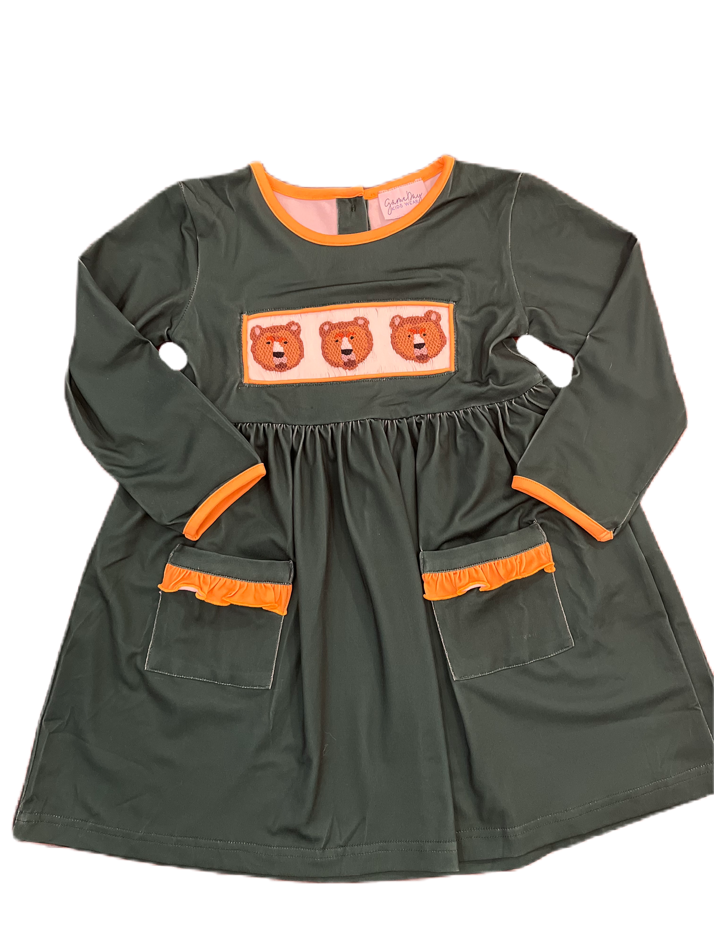 Smock Bear Longsleeve Pocket Dress